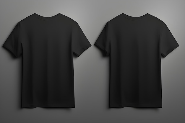 Photo maquette de t-shirt noir isolée sur fond gris