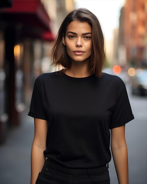 Une maquette de T-shirt noir minimaliste
