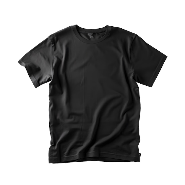 Maquette de t-shirt noir vierge bouchent t-shirt noir sur fond blanc ai générative