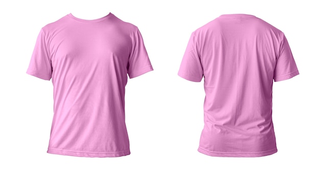 Maquette de t-shirt propre rose vierge vue de face isolée Modèle de t-shirt vide maquette Tissu en tissu transparent pour modèle de tenue de football ou de style