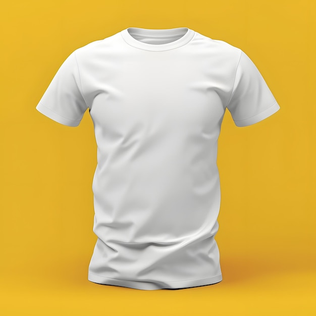 Photo maquette de t-shirt t-shirt blanc vue avant vêtements féminins et masculins modèle fond jaune