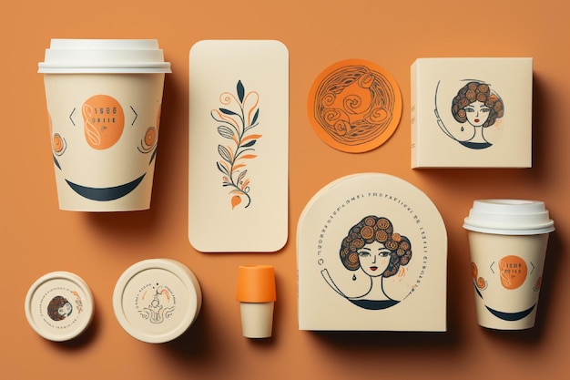 Maquette de tasse à café Ensemble de conception d'emballage écologique