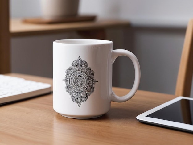 Une maquette de tasse de café sur une table