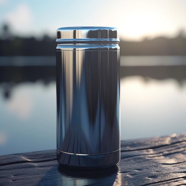 Une maquette de thermos en argent