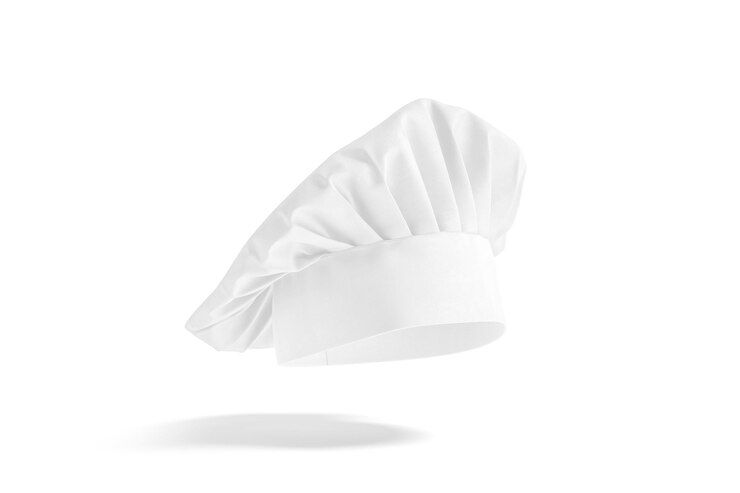 Photo maquette de toque blanche. maquette de costume de coiffure professionnelle. uniforme français traditionnel.