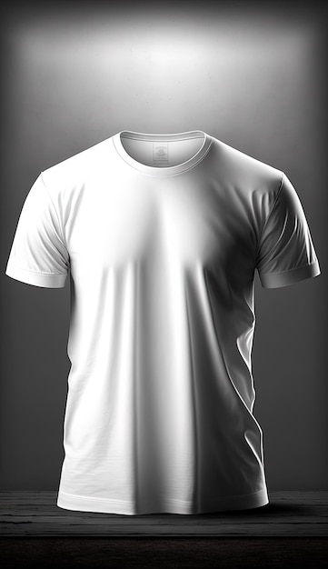 Maquette de tshirt blanc sur studio dark backgorund Generative Ai