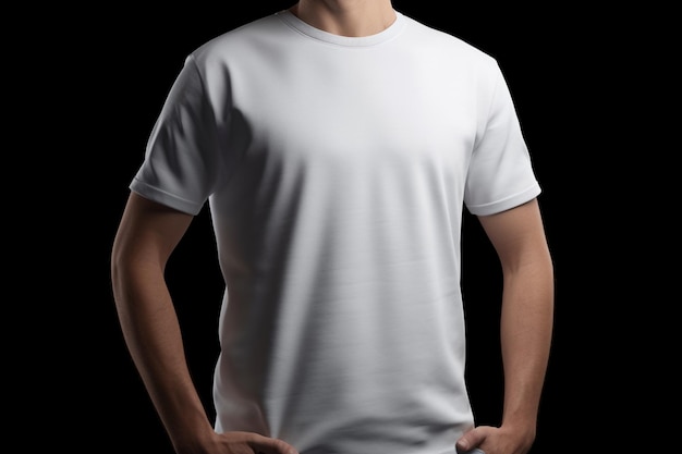 Maquette de tshirt blanc vierge sur fond noir rendu 3d