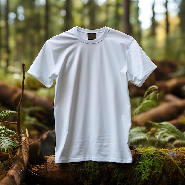 Maquette de Tshirt de fond de forêt pittoresque Embrasser l'ambiance de la nature