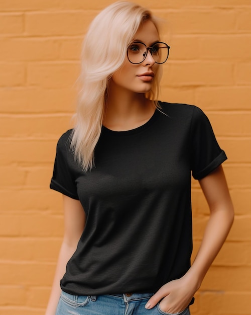 Photo maquette de tshirt noir fille vêtements de mode