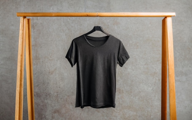 maquette de tshirt noir uni sur cintre