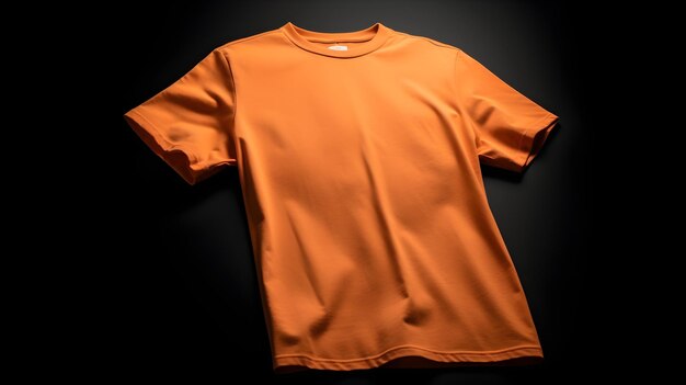 Maquette de tshirt orange sur fond noir avec fond