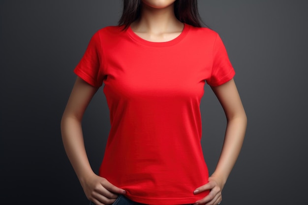 Maquette de tshirt rouge femme Generate Ai