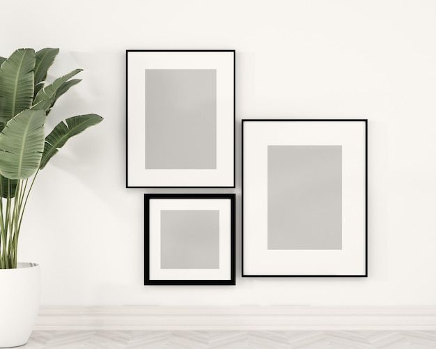 Maquettes de cadres vierges sur fond blanc