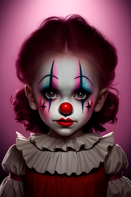 maquillage de clown sur le visage d'une petite fille