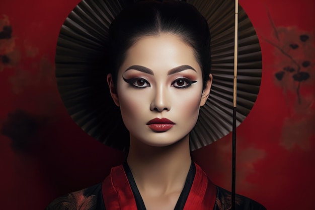 Le maquillage d'une femme asiatique avec des pinceaux