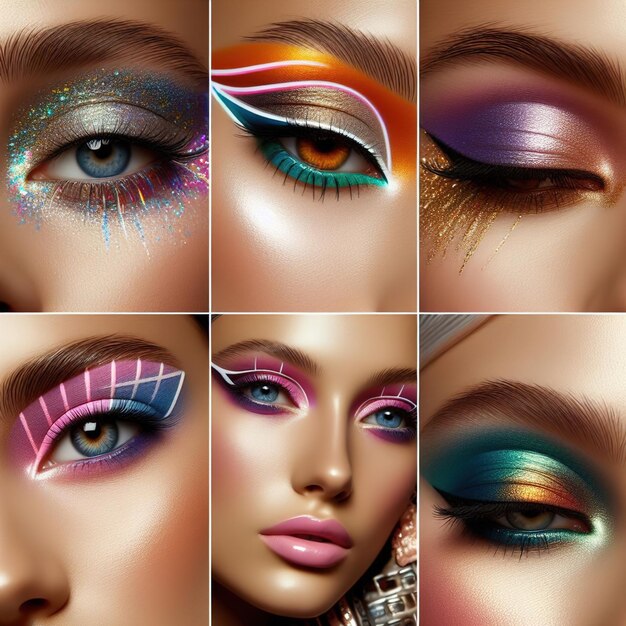 maquillage de mode et de beauté maquillage et de beauté de mode collage de belle femme et visage féminin