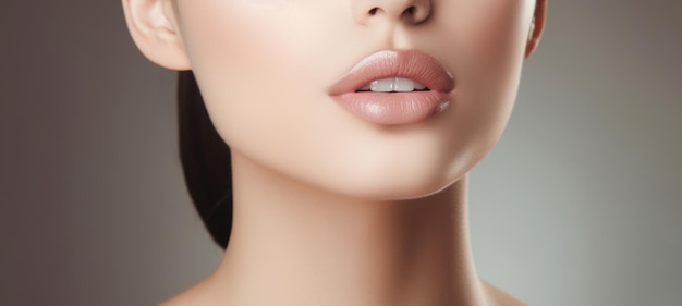 Un maquillage permanent de près sur les lèvres pour obtenir une apparence impeccable et améliorée générée par l'IA