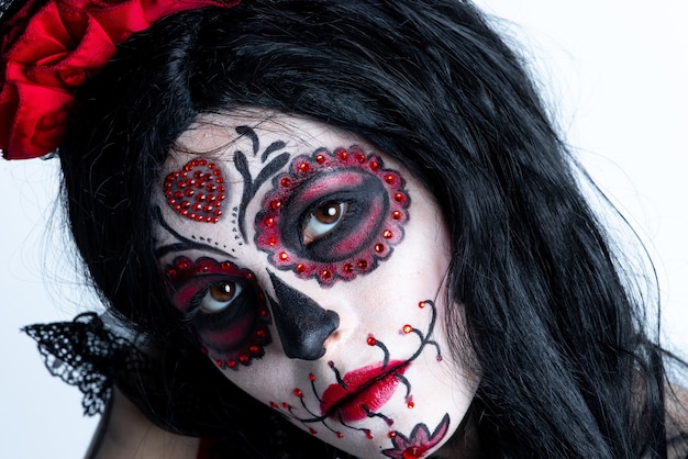 Maquillage sur le thème Jour des morts mexicain