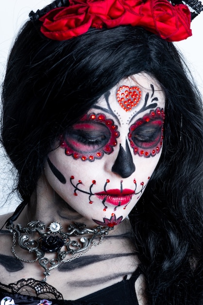 Maquillage sur le thème Jour des morts mexicain