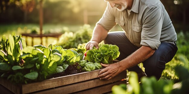 Un maraîcher présentant des produits fraîchement récoltés