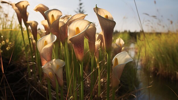 Photo le marais de calla en pleine floraison à aru