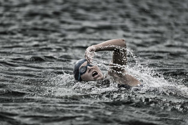 Photo marathon ou natation en eau libre