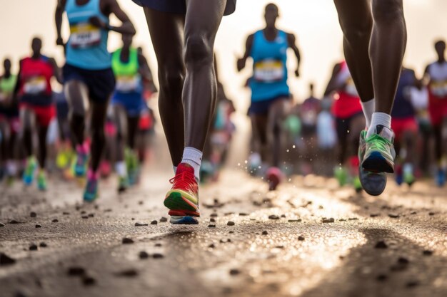 Des marathoniens en course rapide