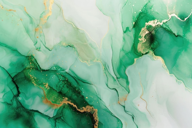 Marblage Texture du marbre Fluide vert éclaboussé de peinture Arrière-plan coloré abstrait Peinture à l'huile hautement texturée Génératif AIx9
