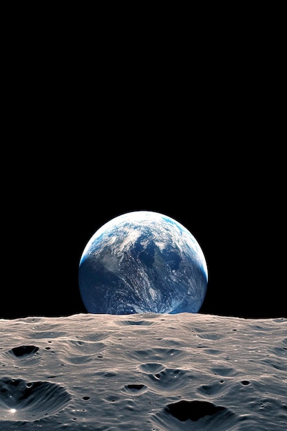 Photo le marbre bleu de la terre de la lune