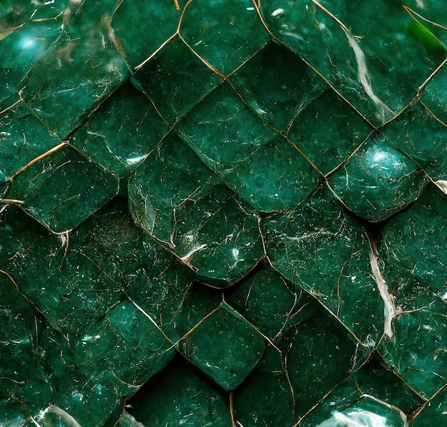Marbre texturé avec un motif d'émeraude illustré en 3D