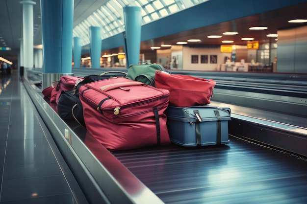 Marchandises et bagages avec bande transporteuse à l'aéroport