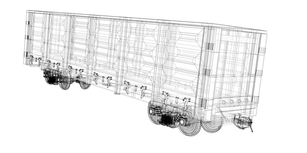 Marchandises Vagon , structure de wagon de chemin de fer, modèle de fil