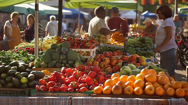 Un marché agricole animé est un festin pour les sens.