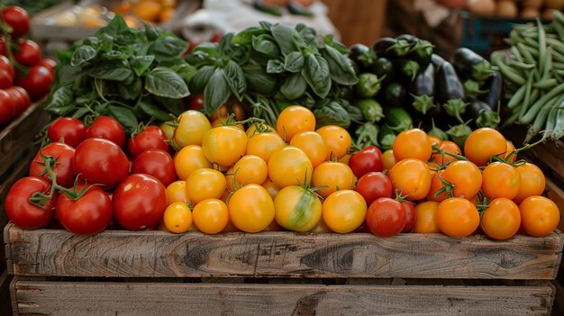 Photo le marché des agriculteurs avec des variétés d'héritage