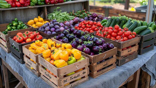 Photo le marché des agriculteurs avec des variétés d'héritage