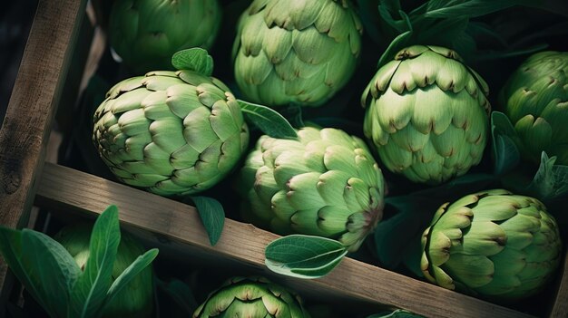 Marché alimentaire des artichauts légumes verts frais biologiques