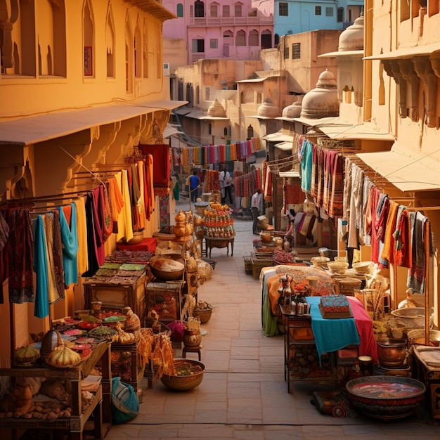 Marché animé à Jaipur Inde