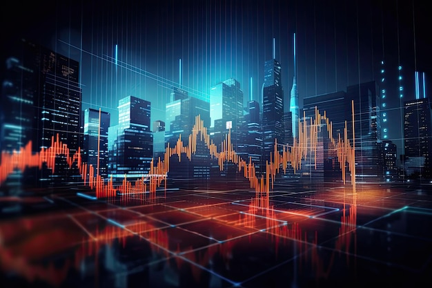 Marché boursier forex finance business trading graphique infographie fond de bannière futuriste AIxA générative