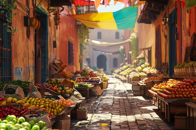 Un marché coloré et animé