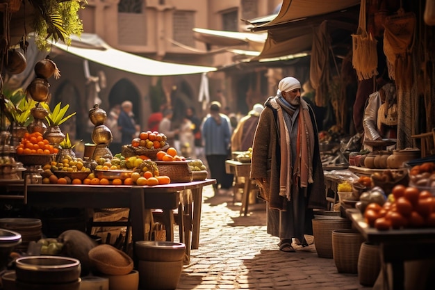 Photo un marché dans la vieille ville