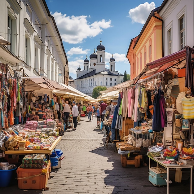 Marché dynamique à Vilnius en Lituanie