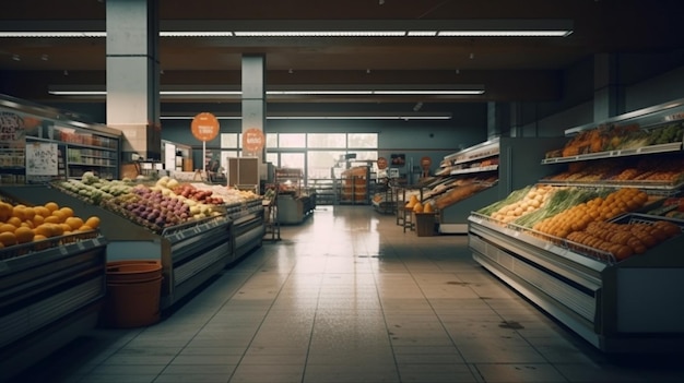 Marché fermé avec légumes et baies AI générative