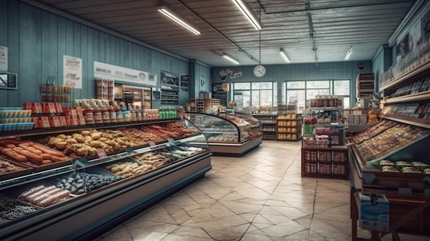 Marché fermé avec légumes et baies AI générative