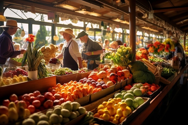 Le marché Lively Farmers39 présente une variété de produits frais génératifs.