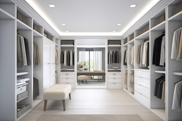 Marche de luxe blanche dans l'intérieur de l'armoire avec un front léger