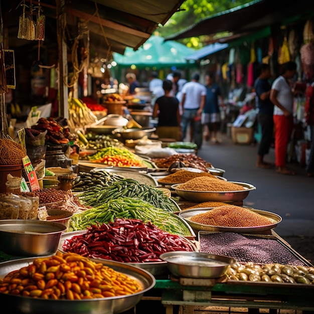 Le marché à la nourriture animé de Phuket, en Thaïlande