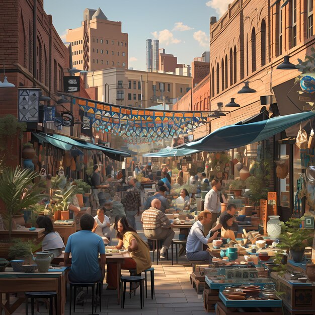 Un marché en plein air dynamique