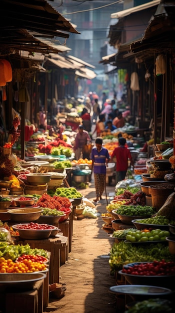 Un marché traditionnel dynamique en Indonésie