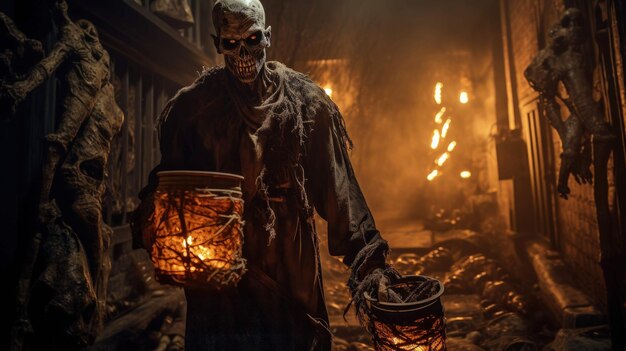 la marche des zombies une histoire de citrouilles et de bougies de terreur d'halloween