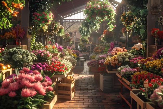 Les marchés aux fleurs parfumés débordent de fleurs.